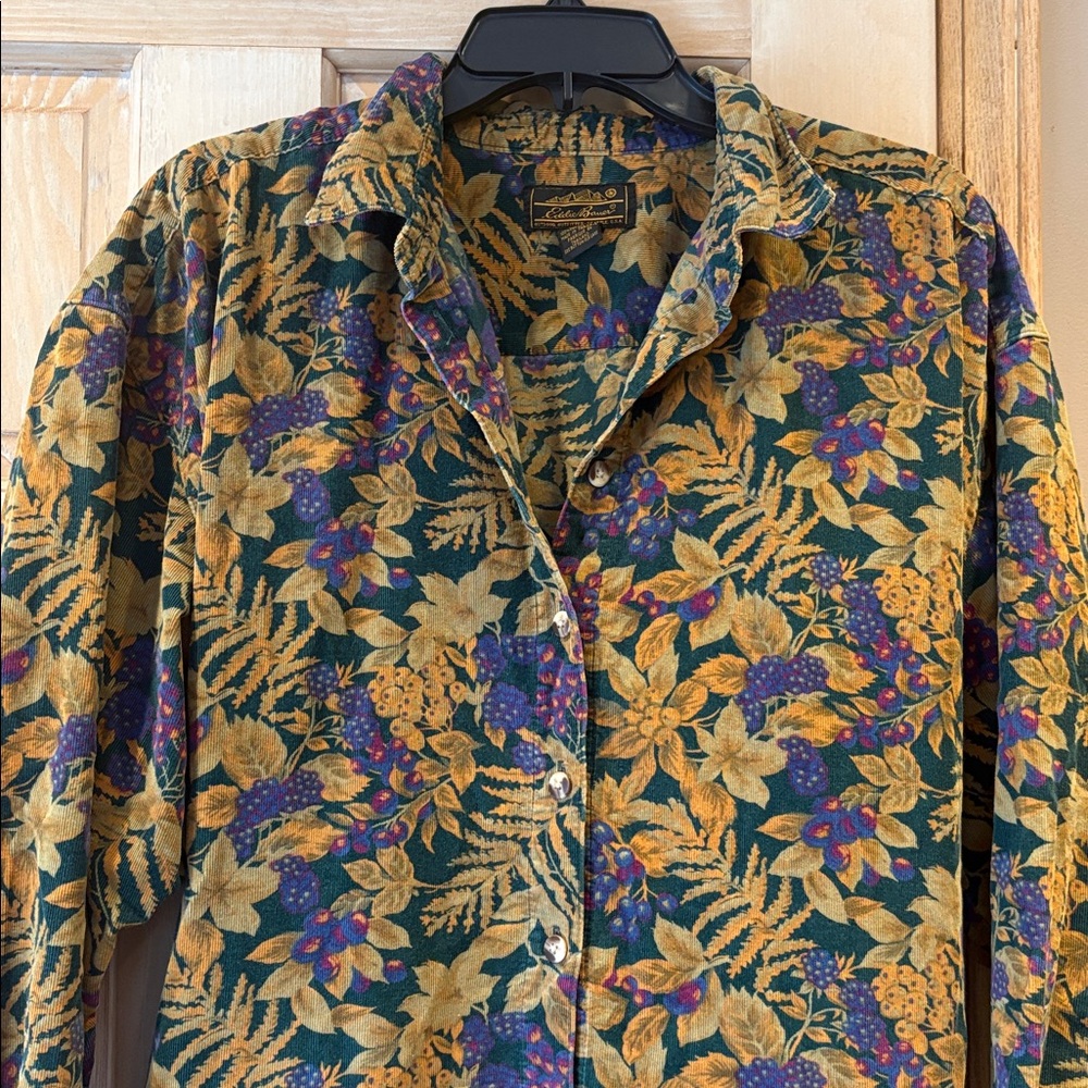 Vintage Eddie Bauer Corduroy Floral & Berry Long Sleeve RARE Dress Size XL - Picture 3 of 8